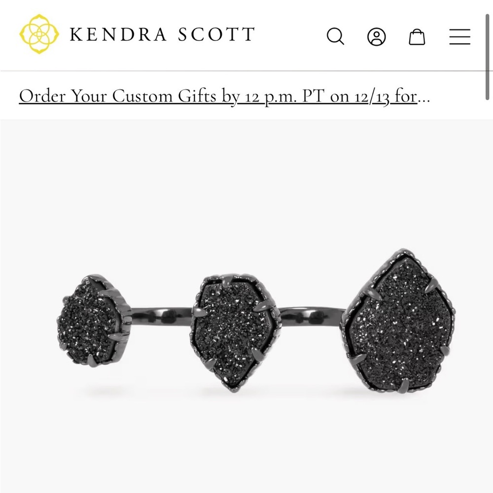 Kendra Scott Black Drusy Gunmetal Naomi Ring